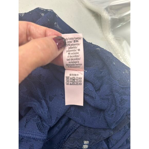 Victoria's‎ Secret Blue Lace Slip Dress Babydoll Negligee Chemise Sheer Size L - Picture 10 of 11